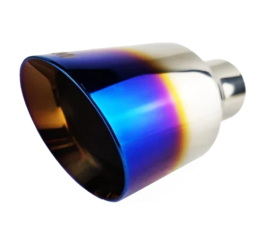 2.5_ ID_4.5_ OUT_8_ Single Round Double Wall Slant Cut Exhaust Tip-Blue NT-2549